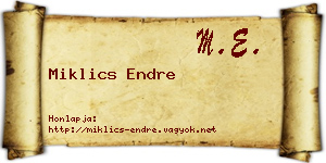 Miklics Endre névjegykártya